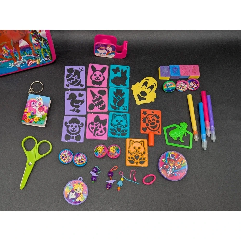 VTG Mix LOT of  Lisa Frank in Rainbow Chaser Horse Stationery Collectors Tin